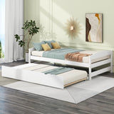 Garvee Twin Size Platform Daybed With Trundle, Modern White Wood Bed For Bedroom, Living Room, Children Room, One Size, 22.1in High