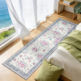 Garvee Vintage Floral Runner Rug 2x6 Washable Non-Slip Kitchen Rug, Soft Low Pile Hallway Runner Carpet for Entryway Bedroom, Gray - Gray