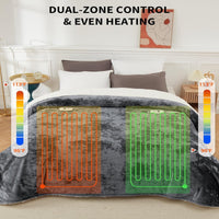 Garvee Electric Blanket King Size with Dual Controls, 4 Heat Settings & 10H Auto Off, Velvet Soft Heating Blankets, ETL Certified, Heated Blanket King Size, Machine Washable, 90"x100" Grey