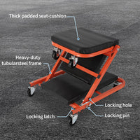 Garvee 36" Z-Creeper Seat on Wheels, Foldable Garage Creeper Shop Seat, 330 LBS Capacity, Black