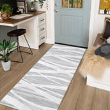 Garvee Modern Abstract Runner Rug 2x6 Washable Low Pile Non-Slip Light Grey - Light Gray