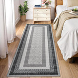 Garvee Washable Grey 2x6 Runners for Hallways Modern Abstract Non Slip Bathroom Rug Low-Pile Soft Kitchen Runner Rubber Backed Carpet - Gray