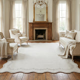 Garvee Scalloped Area Rugs 8x10 Large Neutral Washable Rug Soft Non Slip Backing for Living Room Bedroom Dining Room - Beige