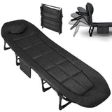 Garvee 75" Portable Folding Bed With Cushion And Pillow, Camping Cot For Adults, 500 Lbs Capacity, Lightweight Black Tent Cot For Indoor Outdoor - Black