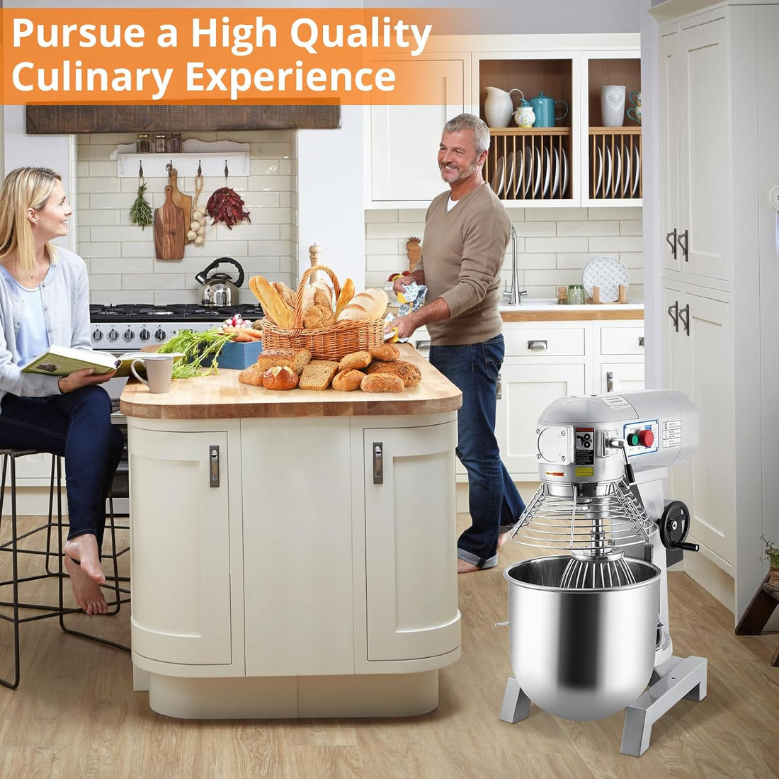 Garvee 15QT Commercial Food Mixer, Professional Large Stand Mixer With 3-Speed Adjustable, Heavy Duty Electric Dough Mixer for Restaurant Industrial Grade, Steel Bowl, Dough Hooks