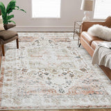 Garvee Area Rug 4x6 Washable Rug Taupe Vintage Distressed Area Rugs Indoor Floor Cover Carpet Rug Soft Velvet Mat Foldable Accent Rug for Living Room Bedroom Dining Room, 4'x6', Taupe - Taupe
