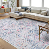 Garvee Boho Multicolor 6x9 Area Rug Washable Bedroom Rug, Vintage Distressed Multi Rug Indoor Soft Non Slip Carpet Low Pile Aesthetic Rug Throw Carpet for Living Room Bedroom Nursery Home Office - Multicolor