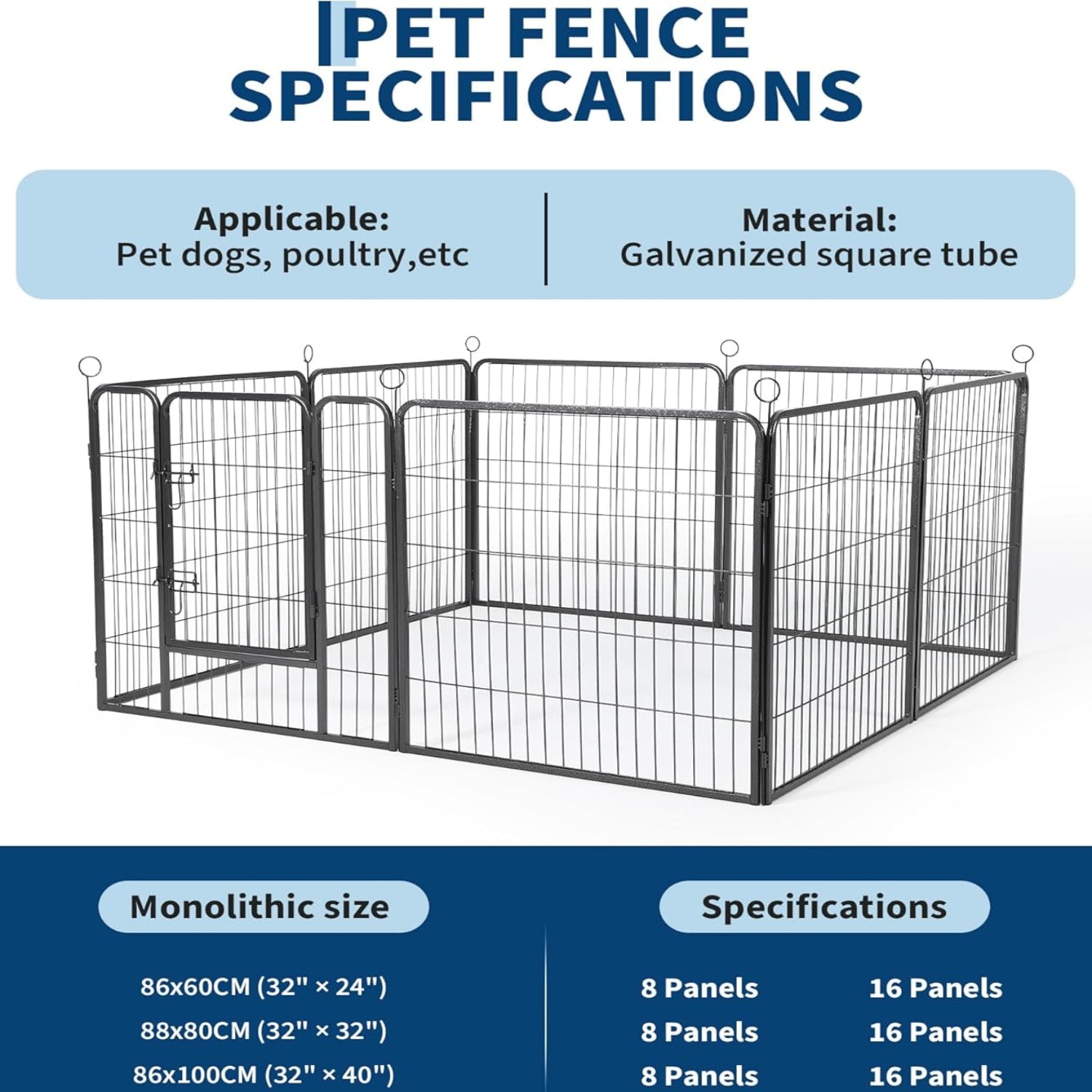 Garvee Outdoor Dog Playpen, Heavy Duty Metal Pet Exercise Pen, Metal Dog Fence with Gate, Pet Fence for Large/Small Dogs, Portable Dog Fence for RV Camping, Yard, Garden