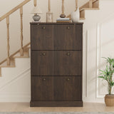 Garvee Shoe Cabinet with 3 Flip Drawers Adjustable Shelves, Modern Narrow Shoe Organizer for Entryway, 31.5"W x 10"D, Black Walnut - Black Walnut