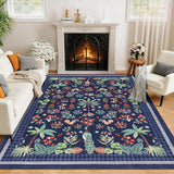 Garvee Jungle 10x13 Area Rugs Washable Non Slip Animal Print Tropical Bedroom Living Room Blue - Blue
