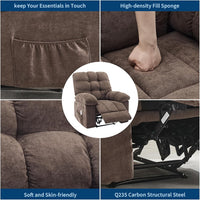 Garvee Recliner Chair with Massage and Heat, Single Sofa Wide Rocker Chair, Heat Ergonomic Overstuffed Breathable Fabric Reclining Chair with 2 Side Pockets, Remote Control, Living Room, Coffee