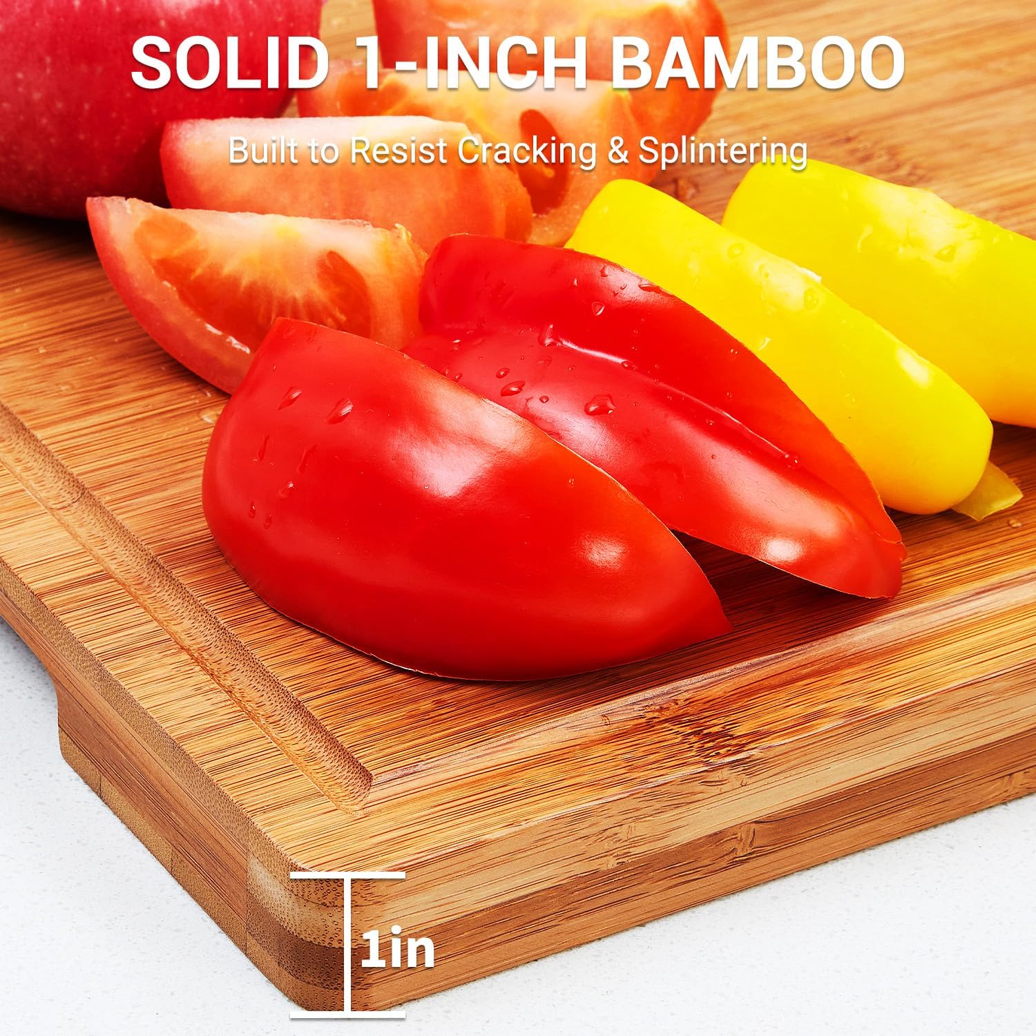 Garvee 16" x 11"Large Bamboo Cutting Board with Juice Groove and Handles Wood Cutting Board for Kitchen