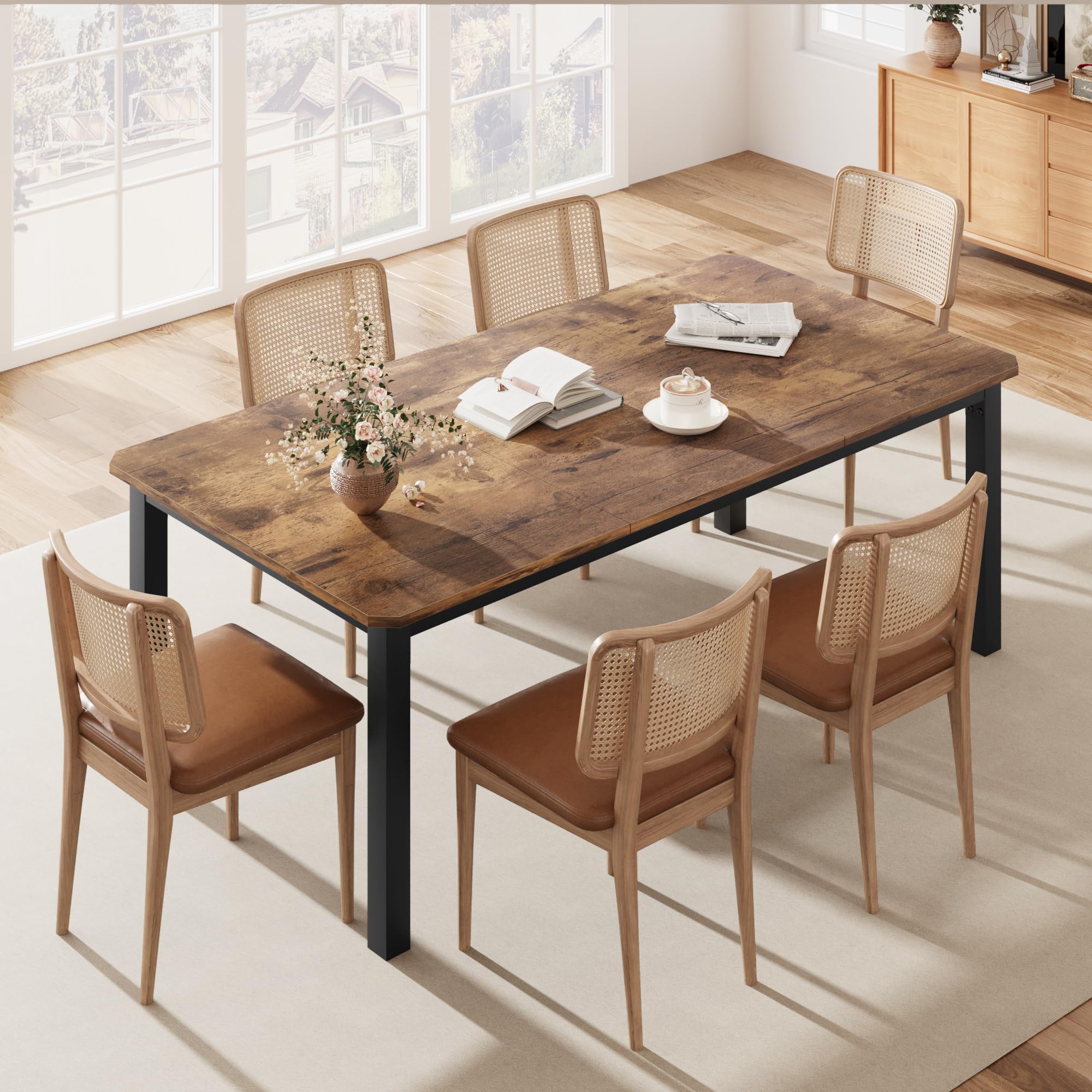 GARVEE Wood Industrial Dining Table for 6~8 People - Versatile