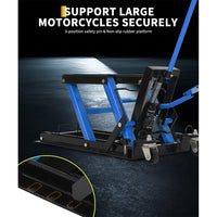 Garvee Hydraulic Motorcycle Lift Jack - 1500 lbs Capacity ATV Scissor Jack with 4.7"-14.57" Height Adjustment, Non-Slip Platform for Motorcycles, ATVs, and UTVs, Black Blue