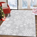 Garvee Washable Area Rug 4x6 Rug Snowflake Christmas Rug Holiday Decor Xmas Modern Grey Rug Entryway Rug Non Slip Carpet Soft Low Pile Accent Rugs for Nursery Bedroom Living Room 4'x6' Grey - Gray