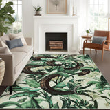 Garvee Tropical Jungle Snake Area Rug Washable Stain Resistant Non-Slip 5x7 Beige Green - Beige/Green