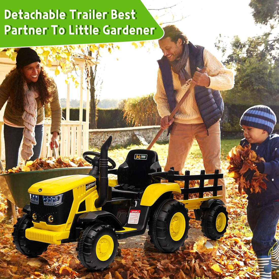 Garvee Ride - P Series: 12V Remote Control Tractor for Kids: 7-LED Lights, Safety Belt, for Ages 3+