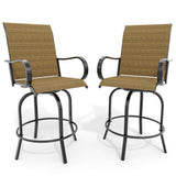 Garvee Outdoor Swivel Bar Stools Set of 2, Patio Swivel Bar Stools Chair, All Weather High Back and Armrest Patio Chairs for Deck Lawn Garden Backyard - Gold