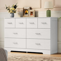Garvee Modern Bedroom Dresser, 8-Drawer Chest of Drawers - Wood Storage Cabinet with Metal Handles - Organizer for Bedroom, Living Room or Entryway - White