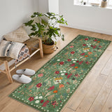 Garvee Colorful Color Floral Door  Ultra Soft Neutral Area Rug Oriental Vintage Carpet Kitchen Entryway Bedroom Corridors Indoor Mat Indoor Entrance Non-Slip Soft  Rug - Green