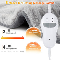 Garvee Massaging Heating Pad for Neck, Shoulders & Back, 24" x 35" Large Electric Heating Pad for Back Pain Relief with 3 Heat Levels, 4 Massage Settings, 2H Auto Shut-Off, 4 Massage Motors, Grey