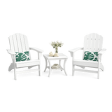 Garvee Set of 2 HDPE Adirondack Patio Chairs, 380 lbsWeather-Resistant Outdoor Lawn Chairs with Wood Grain Texture, White - White