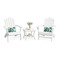 Garvee Set of 2 HDPE Adirondack Patio Chairs, 380 lbsWeather-Resistant Outdoor Lawn Chairs with Wood Grain Texture, White