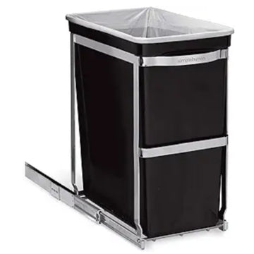 Garvee 1×30 QT Garbage Waste Recyling Bin with Full Extension Slides, Space-Saving Design, Eco-Friendly Waste Management, Multi-Purpose Bins, Pullout Trash Can for Under Kitchen Cabinets, Black