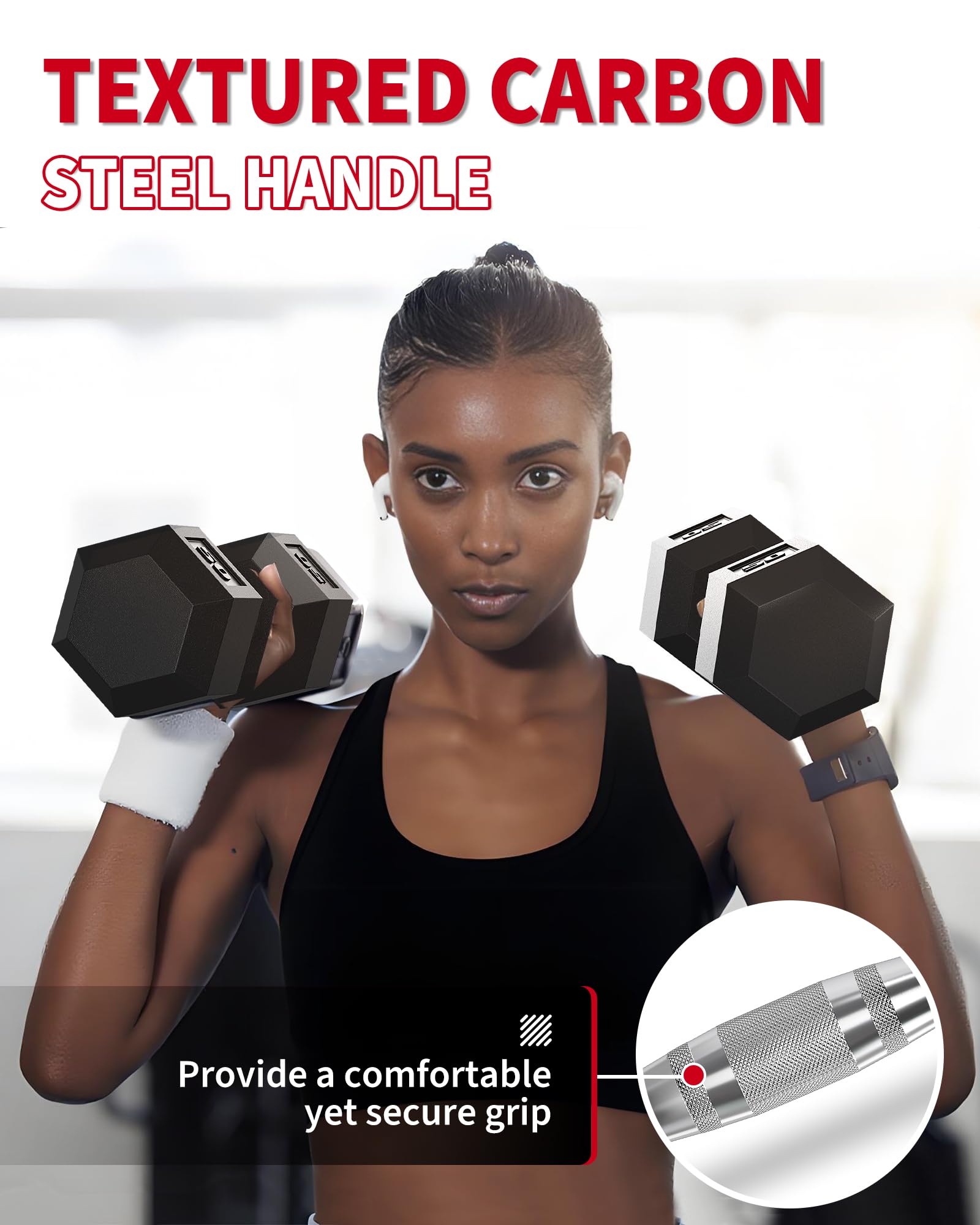 Garvee 40 LB Hex Dumbbell Set of 2 with Cast Iron Core, Rubber Encased Coating and Textured Carbon Steel Handle for Home Gym Strength Training