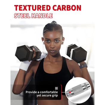 Garvee 40 LB Hex Dumbbell Set of 2 with Cast Iron Core, Rubber Encased Coating and Textured Carbon Steel Handle for Home Gym Strength Training