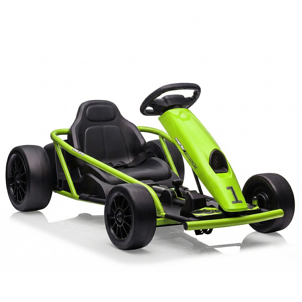 Garvee Ride G Series 24V Go Kart for Kids 8-12, 300W*2 Motors, 9Ah Battery, 8MPH Speed, Music, Horn, 175lbs Max Load - Green