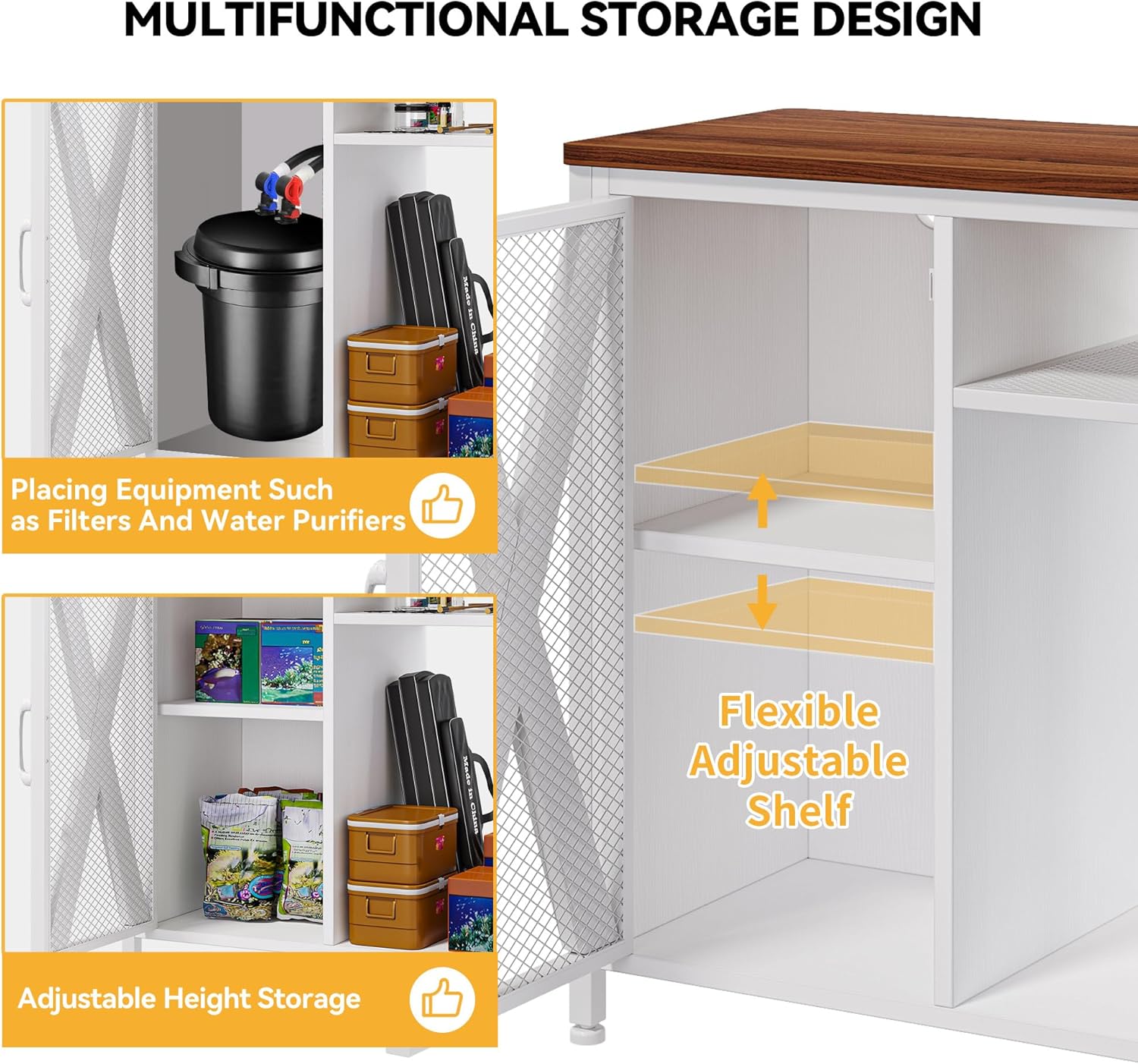 Garvee 40-50 Gallon Aquarium Stand, Fish Tank Stand with Power Outlets, Aquarium Cabinet for Fish Tank,Metal Fish Tank Stand with Storage Suitable for Turtle Tank, Reptile Terrarium, 660LBS Capacity, White