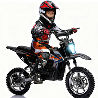 Garvee Ride - T Series: 36V Kids Electric Dirt Bike, 350W/15.5MPH Brushless Motor, LED, Comfortable Leather Seat, 175lbs Max Load Capacity- Black