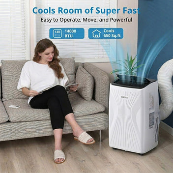 Garvee Portable Air Conditioner, 14000 BTU 5-in-1 Portable AC Unit, Cool Fan & Dry Remote Control Up to 700 Sq ft LED Display