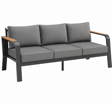 Garvee 3-Seat Aluminum Patio Sofa, Thick Washable Cushions, 1200 lb Capacity, All-Weather Outdoor Lounge Couch for Deck, Balcony & Backyard, Dark Gray