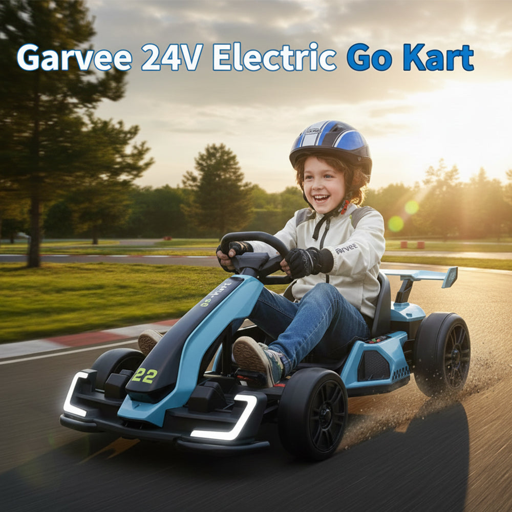 Garvee Ride - G Series: 24V Electric Go Kart, with 300W Strong Motor, Drift/Sport Mode, Big Battery, Eva Tire,Length Adjustment for Outdoor Racing Toy-Blue