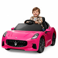 Garvee Ride - P Series: 12V Battery Powered Motorized Car for Kids with Remote Control, Spring Suspension, Double Doors, Bright Lights, 4 Wheel Electric Vehicle, Pink
