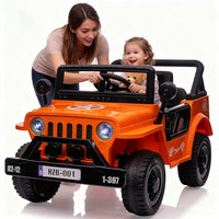Garvee Ride - P Series: 12V Kids Ride On Truck Car, Electric Ride On Car with Remote Control, Spring Suspension, Various Speeds, LED Lights, Music, and Safety Belt, Electric Ride On Toys for Kids 3+ - Orange