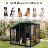 Garvee Large Outdoor Cedar Wood Dog House, Weatherproof Dog Kennel with Roof, Rear Door, Secure Lock & Built-in Storage Outdoor Safe Pet Shelter for Medium to Large Dogs, Black