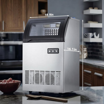GARVEE Ultra-Quiet 120Lbs Ice Maker with Dual Water Inlet, 33Lbs Storage, perfect for Restaurants,Cafes, Hotels & Events