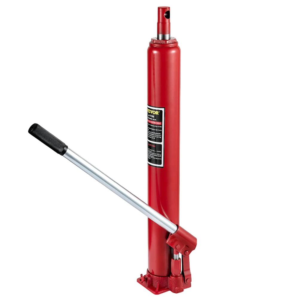 Garvee 4T Hydraulic Long Ram Jack with Single Piston Pump, Flat Base Manual Cherry Picker Engine Lift Hoist with Handle for Garage Shop Cranes