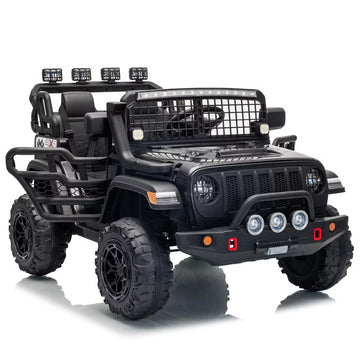 Garvee 24V Ride on Toys for Big Kids, 2-Seater Electric Ride on Car Truck with Remote Control, Four-Wheel Shock Absorbers, 4 Mph Max Speed, Music, LED Lights for Boys Girls, Black