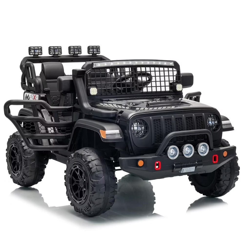 Garvee 24V Ride on Toys for Big Kids, 2-Seater Electric Ride on Car Truck with Remote Control, Four-Wheel Shock Absorbers, 4 Mph Max Speed, Music, LED Lights for Boys Girls, Black