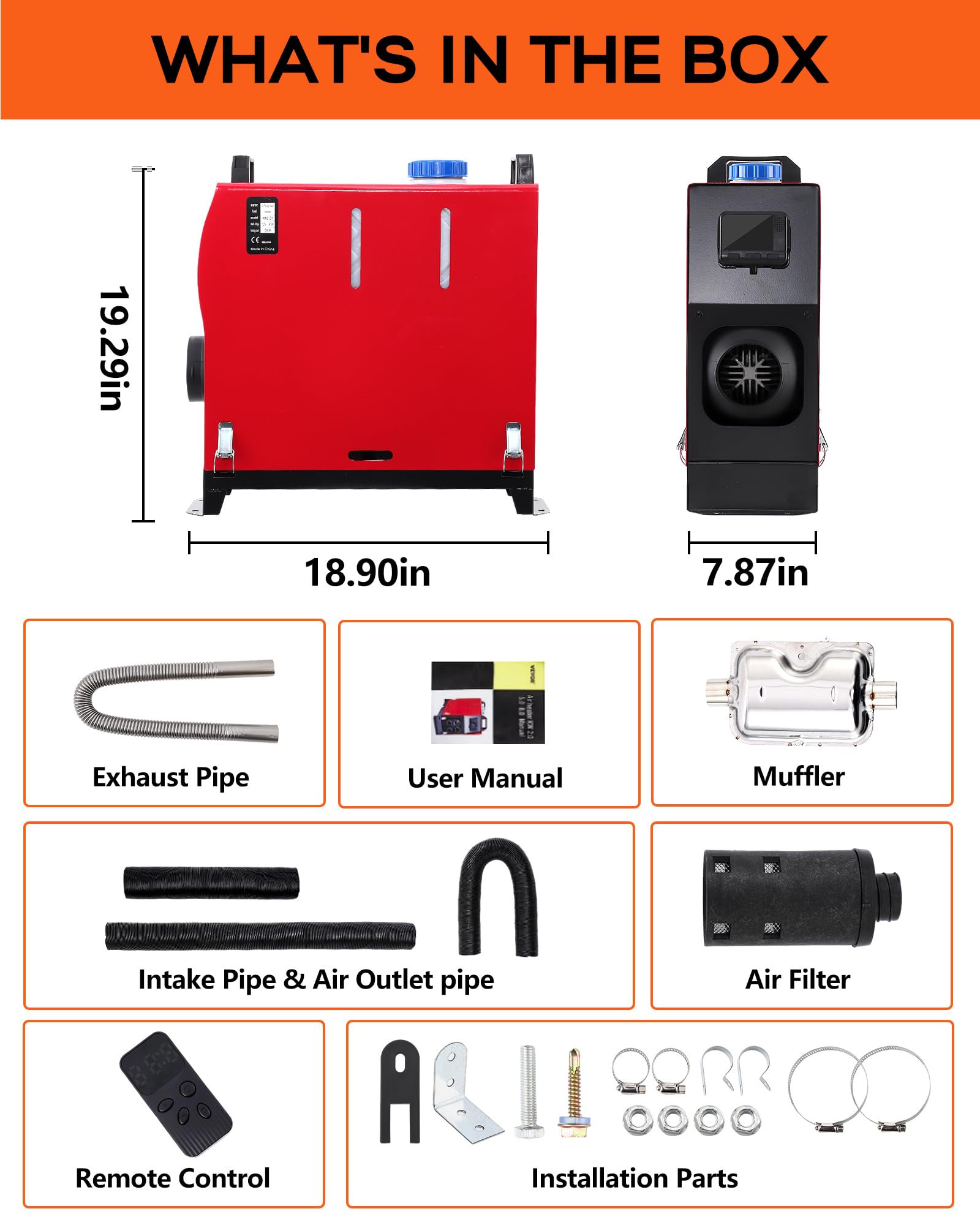 8KW 12V Diesel Air Heater with LCD, 5L for Parking & Camping