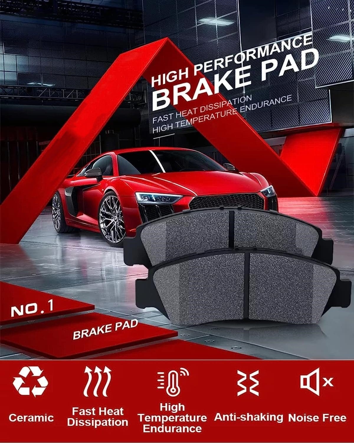 4Pcs Front Ceramic Brake Pads for RX450h NX300h IS350 - GARVEE