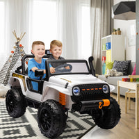 Garvee Ride - P Series: 24V 2 Seater Ride On Truck Car For Kid age 3 - 8 years, w/Remote Control, 4-Wheeler Suspension, 4x55W Powerful Engine, 4WD Battery Powered, LED Lights, Soft Braking - White