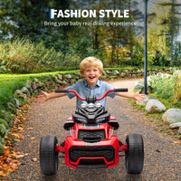 Garvee 12V Kids Ride on Toy for Kids, 2x55W Powerful Engine 7AH Battery, 3 - 7 km/H, 3 Wheelers Electric Vehicle, LED Lights, 2 Speeds, EVA Tire, Music, USB - Red