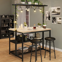 Garvee Kitchen Island with Storage, Bakers Rack with Power Outlet, Island Table for Kitchen,3 Tier Microwave Stand Oven Shelf,Large Coffee Bar Table, Storage Shelf for Kitchen Dining Room Living Room,5 Hooks