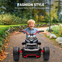 Garvee 12V Kids Ride On Toy 2x55W Engine 7AH Battery 3-7 km/h Speed 3-Wheeler Electric Vehicle with LED Lights Music USB Ideal for Outdoor Fun and Safe Play - Black