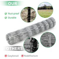 Garvee Farm Fence,4x328FT Heavy Zinc Coating Cattle Fence,Galvanized Field Wire Fencing with Hinge Knot for Cattle, Goats & Sheep,Hog,Animals Protection
